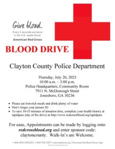 Red Cross Blood Drive @ Clayton County Police Headquarters, Community Room